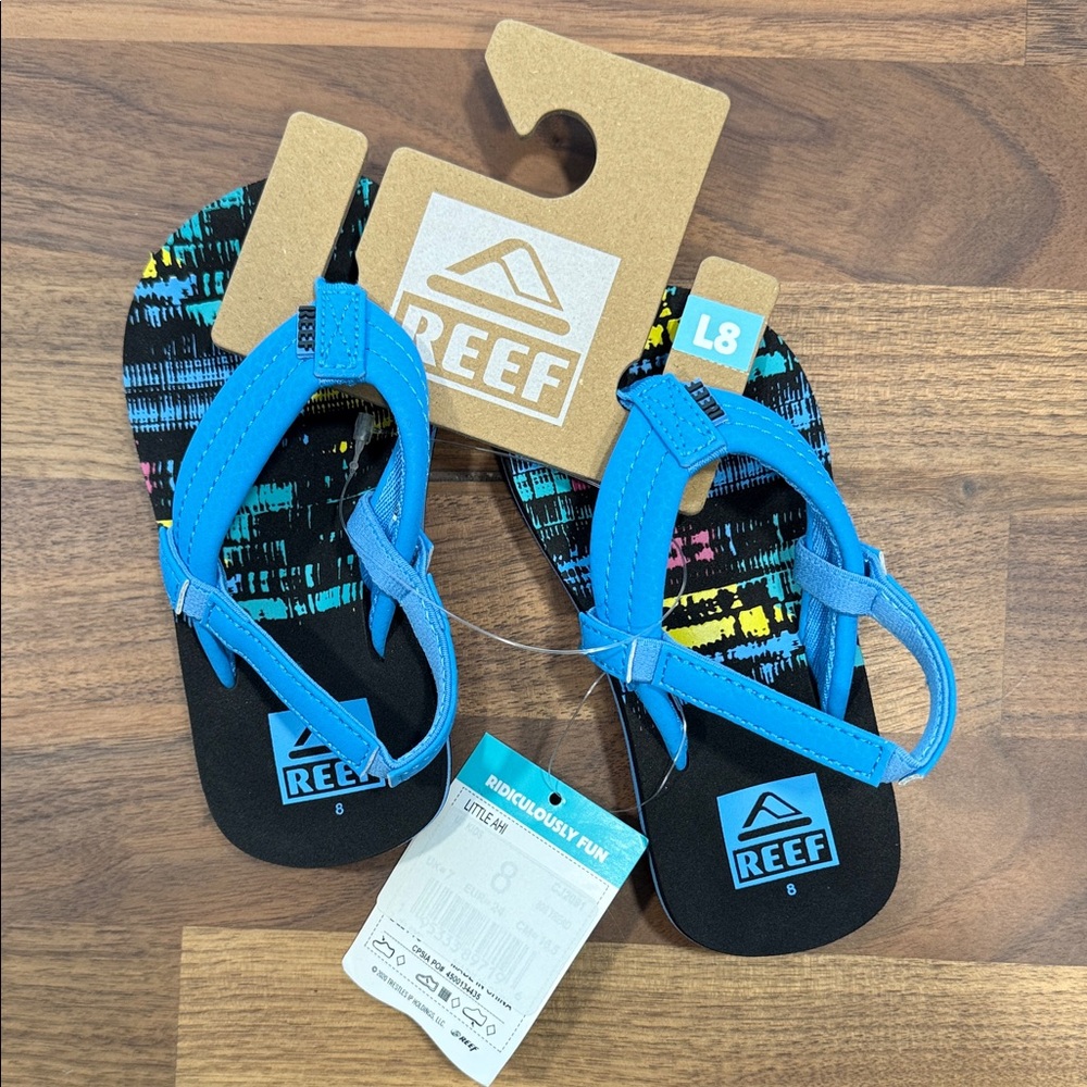 Reef Kids Vibrant Blue Patterned Flip Flops